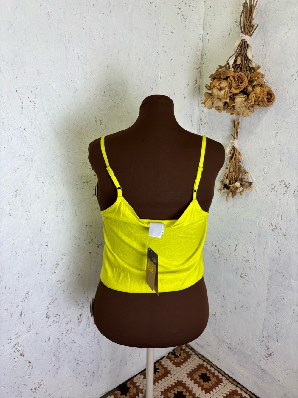 NWT The North Face Hillrose Neon Yellow Hemp Tie Front Tank Top Medium - Picture 4 of 7